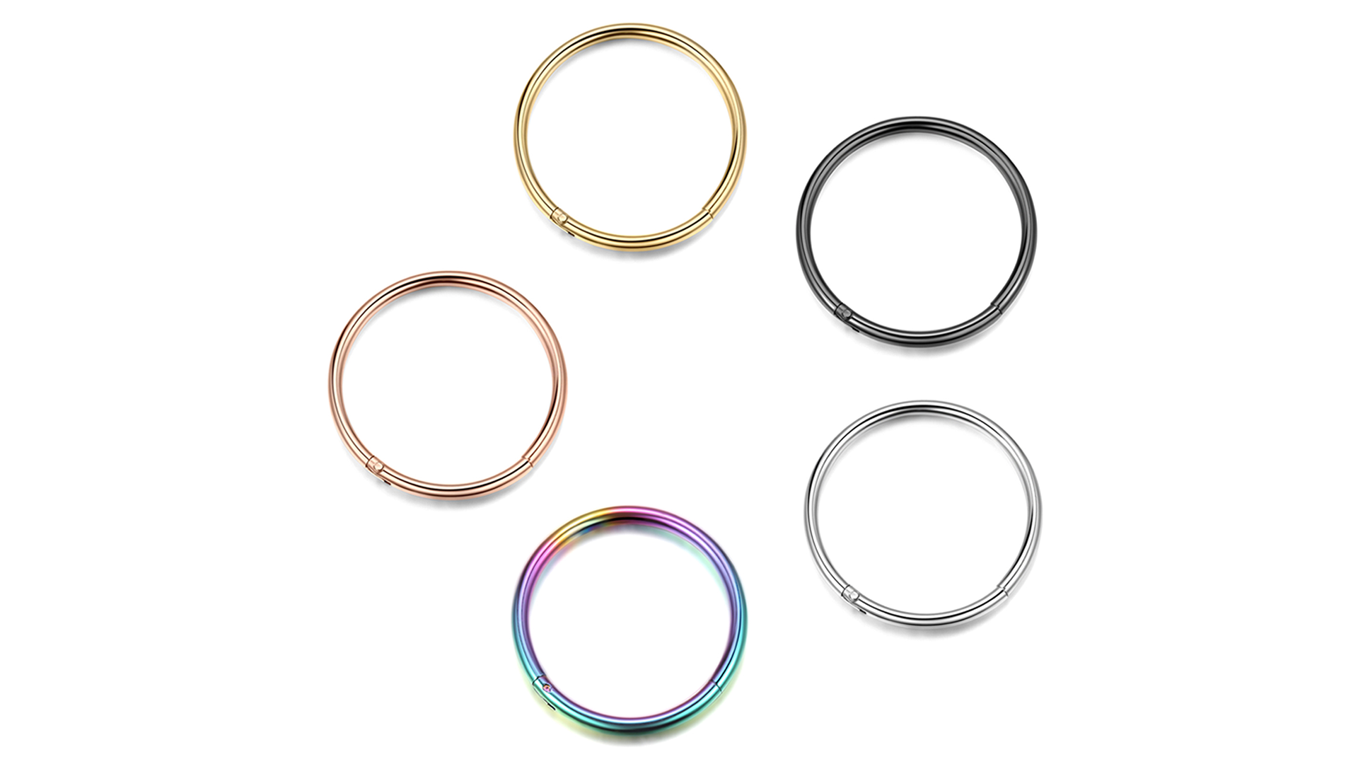 5Pcs Grade 23 Titanium 16g 18g 20g Nose Ring Hoop Set Hinge Clicker Septum Rings Tragus Piercing Cartilage Hoop Earrings for Women Men 6-12mm