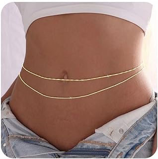 Lobster Clasp 14k Gold BERISO Body Chain - Durable Brass - Hypoallergenic Design - Adjustable, Layered Waist Chain for Women - Lead and Nickel Free