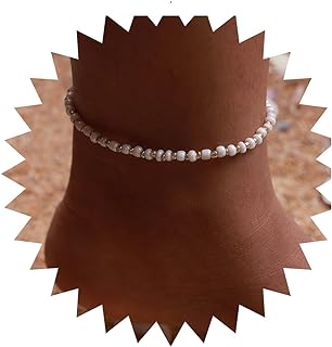 Andelaisi Boho Pearl Ankle Bracelets White Rice Bead Anklets Gold Seed Bead Ankle Bracelet Minimalist Anklet Foot Chain Jewelry for Women and Girls