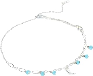 Anchor and Beaded Chain Anklet in Shiny Silver for Men and Women - No Clasp Mariner and Bead Chain Design