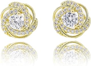 SUNGLEES CZ Halo Stud Earring Simulated Diamond Cubic Zirconia Hypoallergenic 925 Silver Post for Women Men Teens Girl