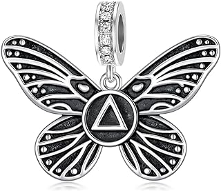 LEECCI Spiritual Charm Bracelet Sobriety Gift, 925 Sterling Silver with Cubic Zirconia, Designed for AA/NA Recovery, Perfect for Men and Women