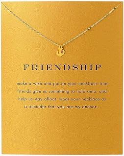 Friendship Key Sun Compass Anchor Necklace Good Luck Elephant Pendant Chain Necklace with Message Card Gift Card