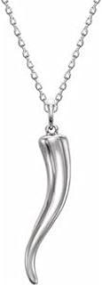 Sterling Silver 26.7x6 mm Italian Horn Pendant 16-18' Necklace Gift for Women