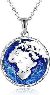 YAFEINI African Map Pendant Necklace 925 Sterling Silver Eye of Horus African Map Necklace for Men Women