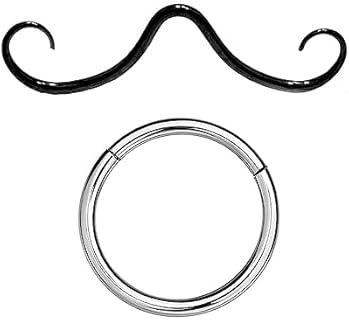 2PCS 16G Septum Mustache Nose Ring Surgical Steel Hinged Nose Rings Hoop Segment Ring Septum Piercing Jewelry
