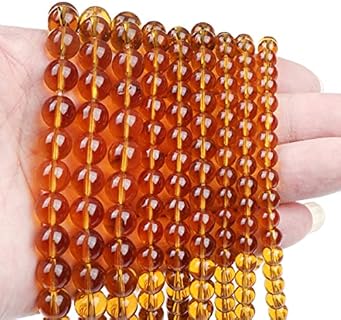 45pcs 8mm Natural Stone Beads,Gemstone Round Loose Beads for DIY Bracelet Necklace Earrings,Stone Beads for Jewelry Making(Amber Crystal)