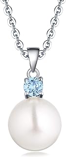 JO WISDOM 925 Sterling Silver Freshwater Cultured Pearl Pendant Necklace Jewelry for Women,Girls