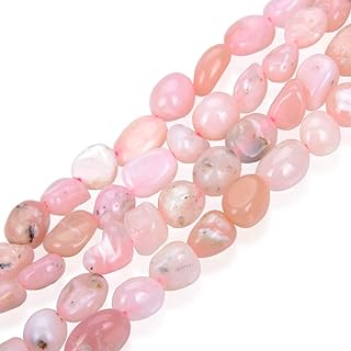 1 Strand Adabele Natural Pink Opal Healing Gemstone Loose Beads 8mm to 10mm Free Form Oval Tumbled Pebble Stone Beads 15 inch for Jewelry Making GZ12-4