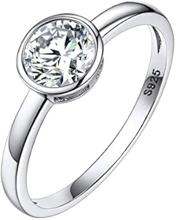 Sterling Silver Cubic Zirconia Ring - Elegant Engagement/Gift for Women, Grandma, Girlfriends - Classic Design, Size 9