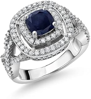 Sterling Silver Engagement Ring with Cushion-Cut Malachite & White Moissanite for Women in Sizes 5-9, Perfect for Promise, Engagement, or Anniversary