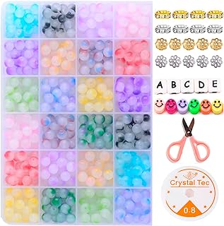 Glass Beads Kit for Jewelry Making Bracelet Charms Bulk Crafts 480pcs 8mm Glass Beads Round 12colors with Accessories, Chakra Bead for Beading Necklace Adults Beginners (Glass Beads Kit Jade)