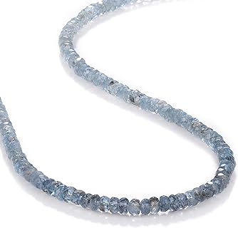 Ombre Aquamarine Beads Necklace, Santamaria Aquamarine gemstone necklace, Natural Aquamarine Faceted Rondelle beads necklace, Gift for women