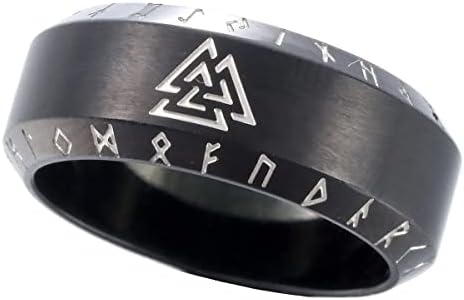 Men and Women's Size 7 Stainless Steel Norse Wedding Rings with Viking Design