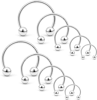 SCERRING 10PCS 20G Stainless Steel Horseshoe Septum Ring Nose Rings Hoop Helix Daith Cartilage Tragus Earrings Eyebrow Body Piercing Jewelry 6-14mm