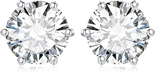 JewelryPalace 1ct Moissanite Stud Earrings with Push Back, Sterling Silver, Round Cut Design for Women
