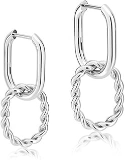 Double Hoop Earrings Paperclip Link Chain Earrings Double Twist Huggie Earrings CZ Split Earrings 925 Sterling Silver Posts