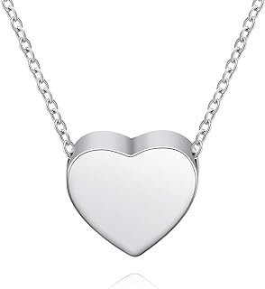 925 Sterling Silver Heart Urn Pendant Necklace with Lobster-Claw Clasp and Cubic Zirconia for Memory Preservation