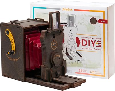 Jollylook Pinhole Mini Instant Film Camera Building Set with 3D Wooden Puzzle and Retro Steampunk Design, Compact Size, Ideal for DIY Enthusiasts and Instant Photography Lovers