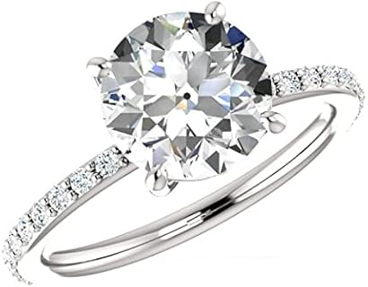 2CT Sterling Silver Moissanite Engagement Ring with Antique European Round Cut Design - Ideal Promise or Anniversary Gift For Her