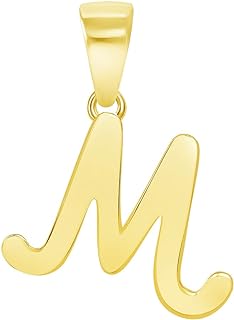 Round Clasp, 14k Gold Initial 'M' Pendant Necklace, Yellow Gold, with Rolo Chain, Perfect For Personalising Your Look
