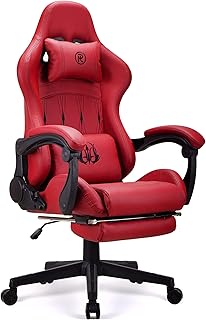 Play haha Gaming Stuhl mit ergonomischem Design und Kopfstütze, groß, 360° drehbar und mit einstellbarer Fußstütze, ideal für Computerspiele und Büroarbeiten