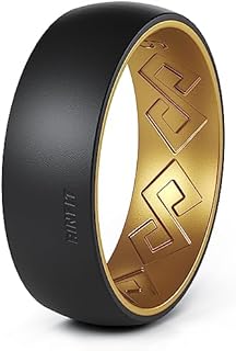 Rinfit Silicone Rings for Women & Men - Matching Silicone Wedding Bands Sets for Him & Her - Rubber Rings for Couples - Two-tone - Patented Design