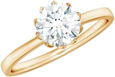 10K White Gold, 1 CT Certified Moissanite Solitaire Engagement Ring for Women, Size 3, Elegant Lotus Basket Design