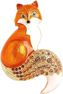 Rhinestone Enamel Fox Brooches Women Animal Party Brooch Pins