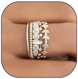 Women's Adjustable Size Non-tarnish Gold Engagement Rings, Stackable Wedding Bands Adorned with Cubic Zirconia