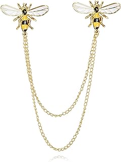 Honey Bee Brooches Cute Bee Long Chain Brooch Pin for Women Insect Bee Chain Tassel Lapel Pin Enamel Bee Pin Jewelry Gifts