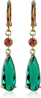 Emerald Earrings for Women Clip on Emerald Dangle Earrings Accessories Halloween Cosplay Jewelry for Women Girls