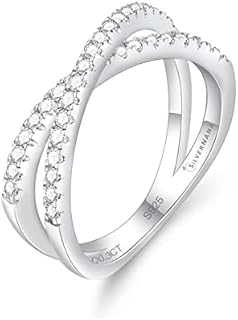 Moissanite Wedding Band,925 Sterling Silver Wedding Ring for Women Stackable Eternity Rings for Her Size 4-10