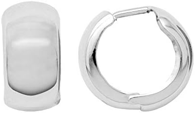 Thick 14K Gold Huggie Hinged Hoop Earrings .60 Inch (15mm) (8mm Wide)