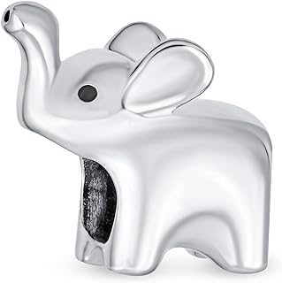 Lucky Zoo Animal Good Luck Trunk Up Circus Elephant Puzzle Bead Charm For Women Teen Polished .925 Sterling Silver Fits European Bracelet
