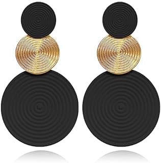 Women's Retro 80s Neon Round Disc Dangle Earrings with French Wire Back Finding in Zinc