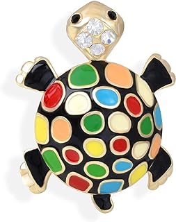 Gold Tone Crystal Colored Enamel Crystal Sea Turtle Tortoise Brooch Pin Pendant