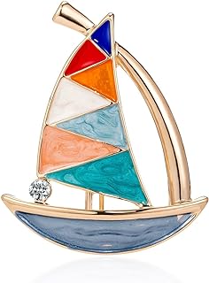 Pin Clasp Women's Sailboat Design Brooch in Alloy Metal - Perfect Birthday or Graduation Gift for Fashion-Forward Friends
