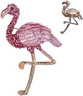 Stainless Steel Pin Flamingo Brooch, Faux Leather Accent, Ideal for Women's Coat Decor or Ornate Brooch Bouquets – Classy Animal Design, No Gemstone