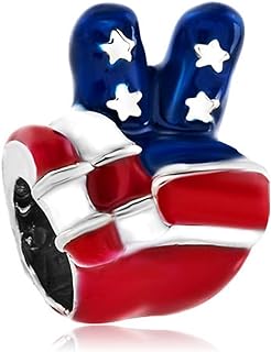 Silver-Plated Clasp, USA Flag Bracelet Charm, Chain-link Design, Patriotic Jewelry, Ideal for Proud Americans, Map-shaped Charm