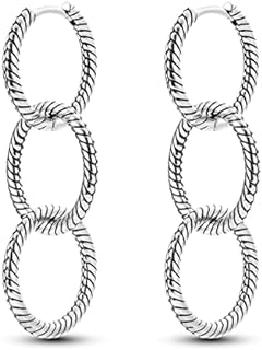 Hapour 925 Sterling Silver Hoop Earrings for Women Dangle Earrings Small Boho Earrings Rope Design for Sensitive Ears, Double Oval Huggie Hoop Earrings Gifts for Her Mother's Day Birthday