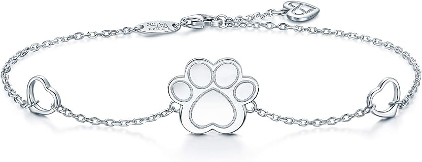 Lobster Claw Clasp Cat Bead Bracelet with Silver Chain for Women Featuring Paw Print Design