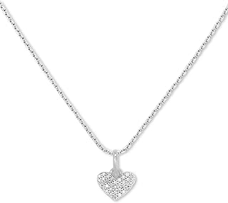Kendra Scott Ari Pave Heart Sterling Silver Charm Necklace in White Diamond, Fine Jewelry for Women
