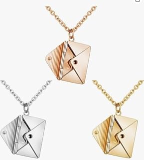 Love Envelope Pendant Necklace - Heart Seal Love Message Locket for Romantic Gestures - Silver Jewelry in Drawer Box for Gift Giving