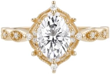 Elegant 1.5ct Oval Moissanite Engagement Ring in Choice of 10K, 14K, 18K White, Yellow, or Rose Gold - Vintage Inspired Art Deco Design