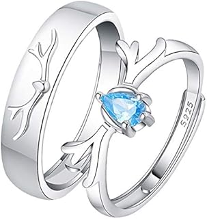 Antlers Rings Silver 2 Piece Wedding Adjustable Romantic Design Couple Bands Promise Engaged Rings Have You All the Way Jewelry