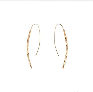 Open Hoop Earrings - Upside Down Drop Dangle Wire Threader Earrings, Surgical Titanium Steel Hypoallergenic (tassel-Gold)