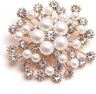 Crystal Brooch Vintage Bridal Flower Brooch Pin Corsage Wedding Flower Wreath Brooch Elegant Jewelry Flower Pin Scarf Brooch safety Pin for Women Bride Bridesmaid