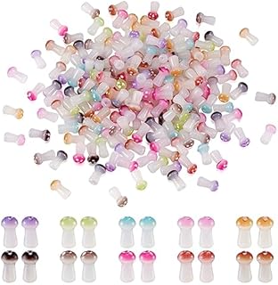 KISSITTY 200pcs Mushroom Crystal Beads Opaque Glass Center Drilled Spacer Beads Mushrooms Embellishments for Women Girls DIY Necklaces Earrings Bracelets Jewelry Making