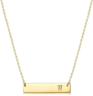 18K Gold-Plated Stainless Steel Personalized Initial Bar Necklace with Lobster Clasp for Women and Girls, Hypoallergenic- MOMOL Design
